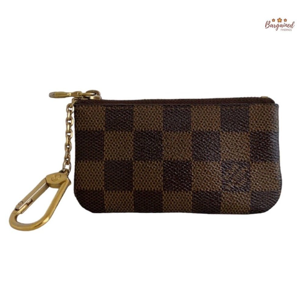 Authentic Louis Vuitton Brown Damier Ebene Canvas Pochette Cles Key Pouch